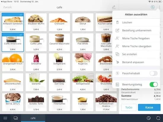 Bewirtungsbeleg-1- Bewirtungsbeleg bei der Tillhub Kasse