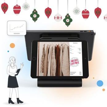 All-in-One Kasse von Tillhub für den Einzelhandel mit Weihnachtsdekoration