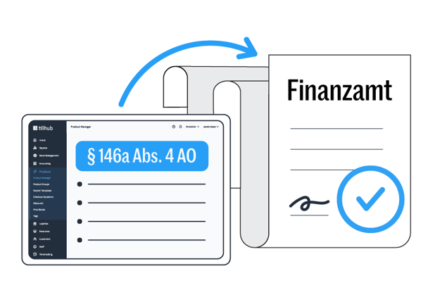 Neues Tillhub Feature: Kassenanmeldung beim Finanzamt nach $146a Abs. 4 AO aus dem Dashboard 