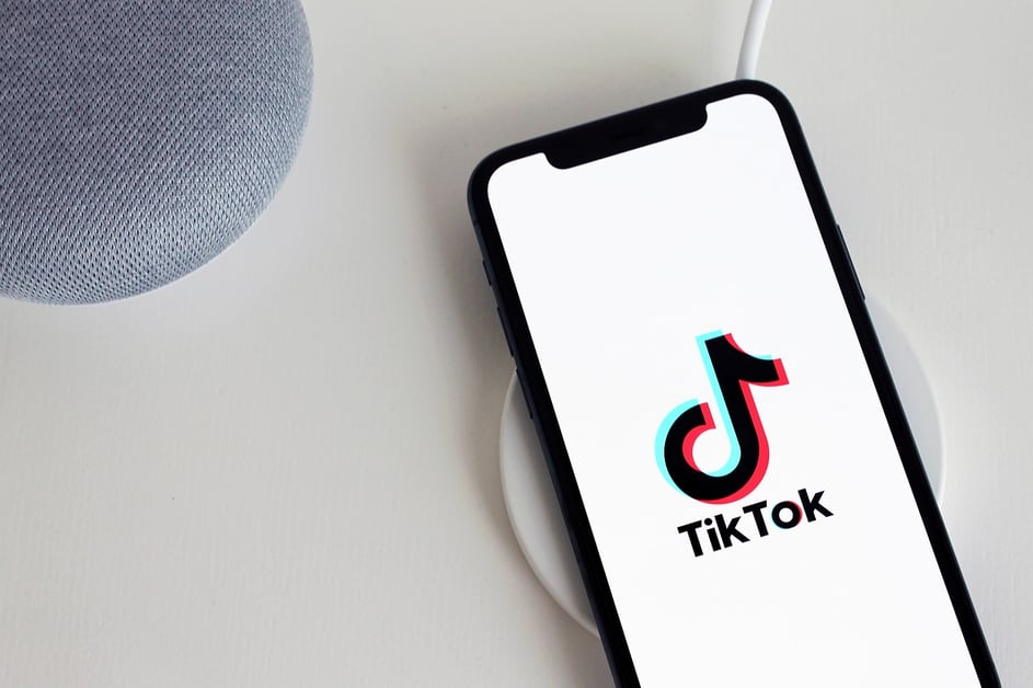 Phone on a wireless charger with Tiktok open